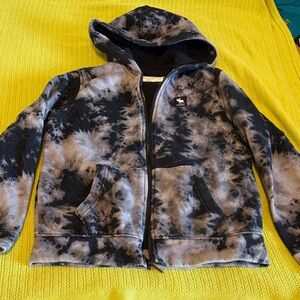 abercrombie kids black and gray tie-dye zip hoodie
